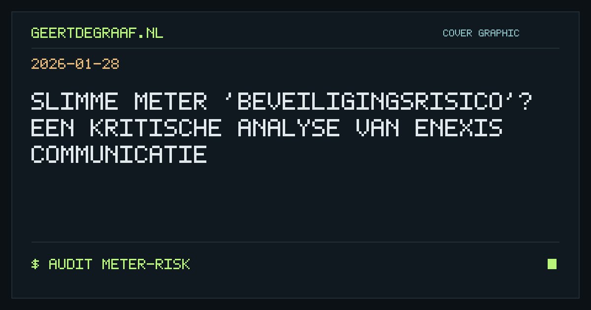 Cover graphic: Slimme meter 'beveiligingsrisico'? Een kritische analyse van Enexis communicatie