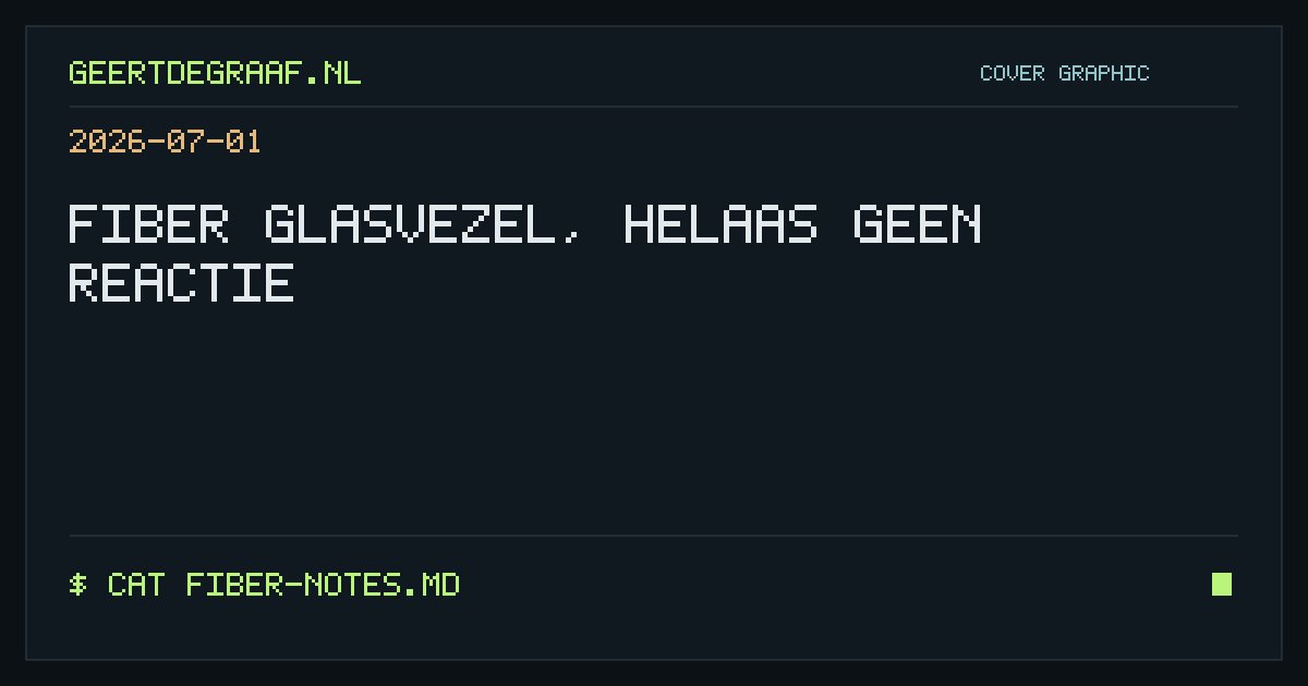 Cover graphic: Fiber glasvezel, helaas geen reactie
