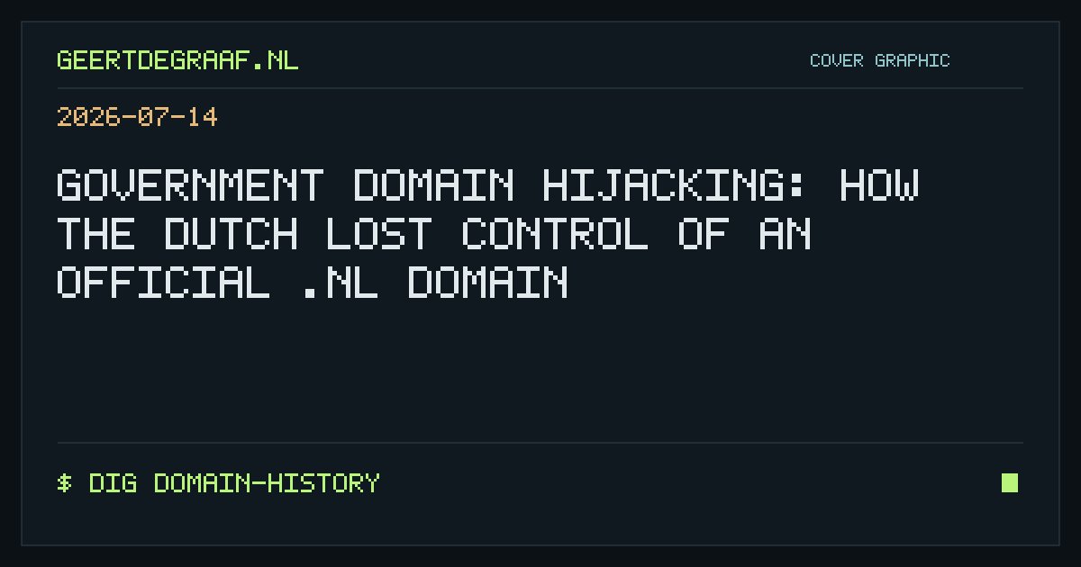 Cover graphic: Government Domain Hijacking: How the Dutch Lost Control of an Official .NL Domain
